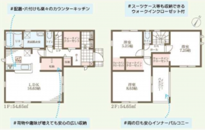 泉佐野市南中樫井、新築一戸建ての間取り画像です