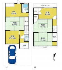 岸和田市畑町、中古一戸建ての間取り画像です