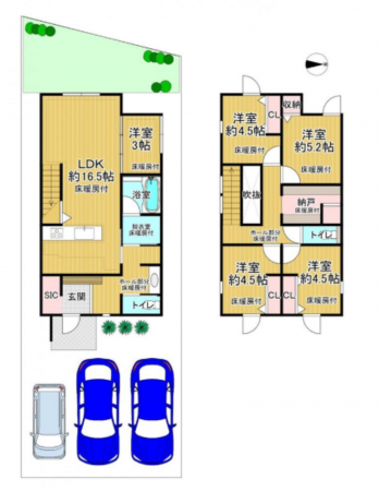 泉南郡熊取町大久保南、中古一戸建ての間取り画像です