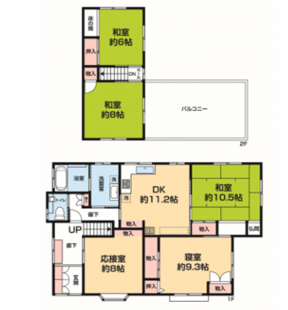 岸和田市葛城町、中古一戸建ての間取り画像です