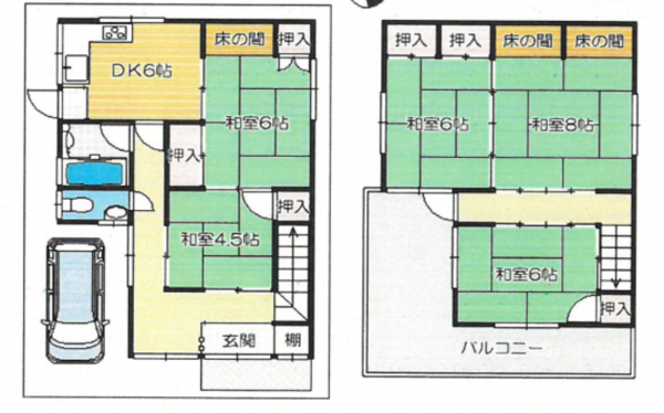 岸和田市松風町、中古一戸建ての間取り画像です