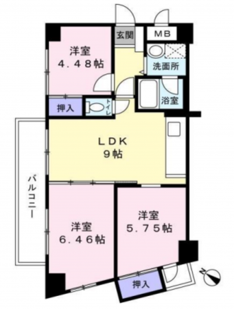 岸和田市池尻町、マンションの間取り画像です