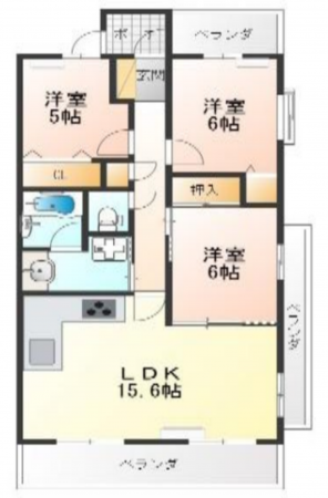 岸和田市作才町、マンションの間取り画像です