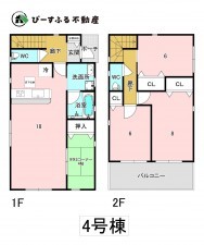 岸和田市門前町、新築一戸建ての間取り画像です
