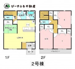 岸和田市門前町、新築一戸建ての間取り画像です