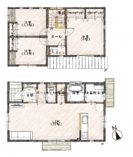 岸和田市岸城町、新築一戸建ての間取り画像です