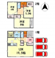泉佐野市日根野、中古一戸建ての間取り画像です