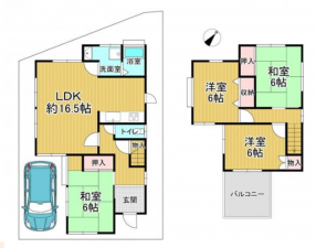 泉佐野市日根野、中古一戸建ての間取り画像です