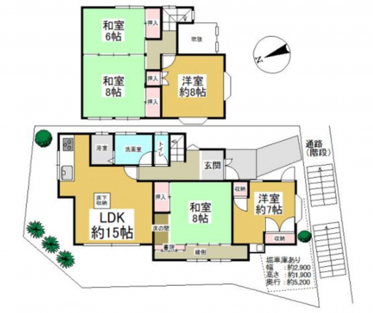 泉南郡熊取町東和苑、中古一戸建ての間取り画像です
