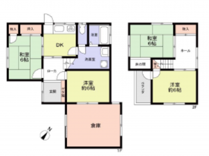 貝塚市浦田、中古一戸建ての間取り画像です