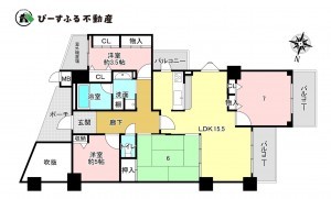貝塚市清児、マンションの間取り画像です