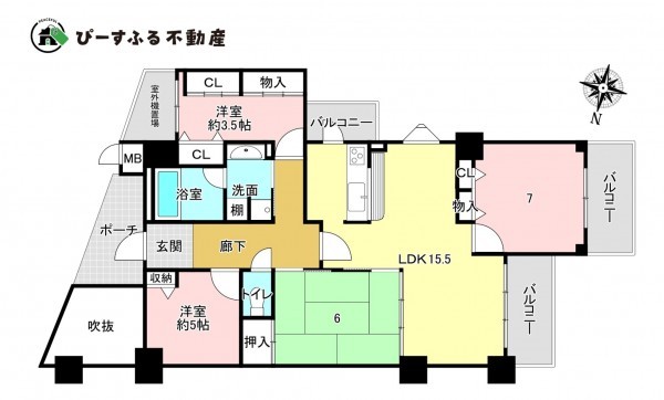 貝塚市清児、マンションの間取り画像です