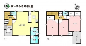岸和田市門前町、新築一戸建ての間取り画像です