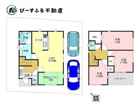 岸和田市門前町、新築一戸建ての間取り画像です