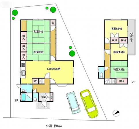岸和田市上松町、中古一戸建ての間取り画像です