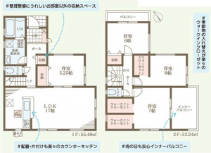 貝塚市久保、新築一戸建ての間取り画像です