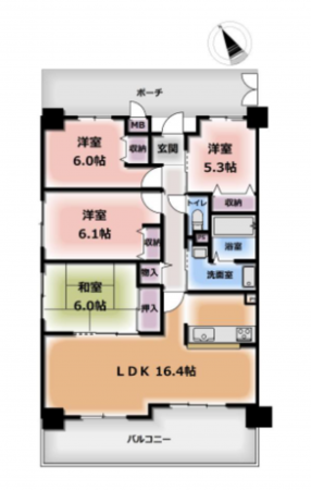 泉佐野市鶴原、マンションの間取り画像です