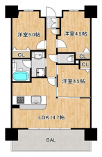 岸和田市沼町、マンションの間取り画像です