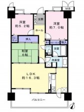 貝塚市清児、マンションの間取り画像です