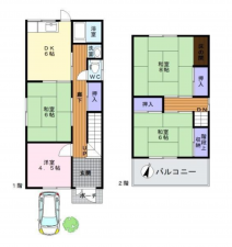 岸和田市上松町、中古一戸建ての間取り画像です