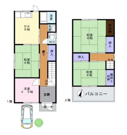 岸和田市上松町、中古一戸建ての間取り画像です