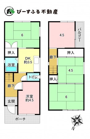 岸和田市春木、中古一戸建ての間取り画像です