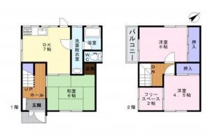 岸和田市加守町、中古一戸建ての間取り画像です