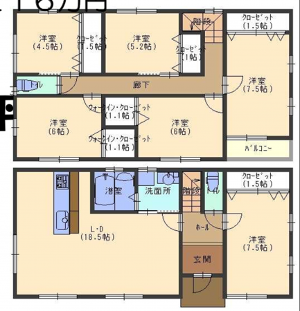 岸和田市尾生町、中古一戸建ての間取り画像です