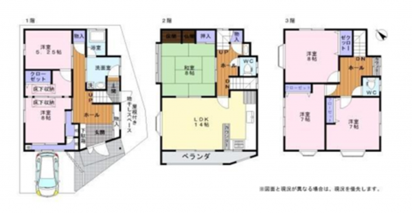 岸和田市下池田町、中古一戸建ての間取り画像です