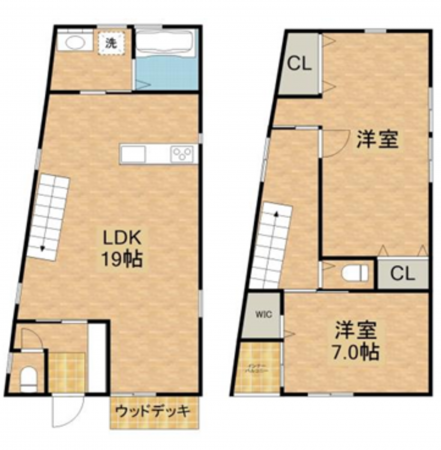 岸和田市南上町、中古一戸建ての間取り画像です
