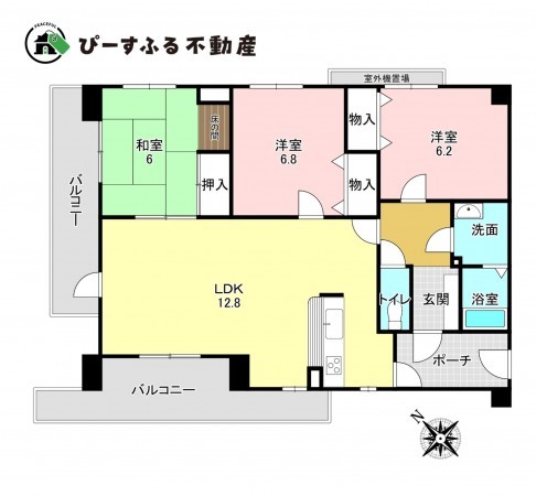 貝塚市二色、マンションの間取り画像です