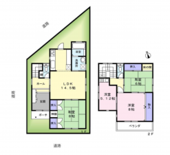 岸和田市下野町、中古一戸建ての間取り画像です