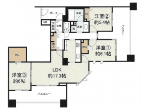 岸和田市港緑町、マンションの間取り画像です