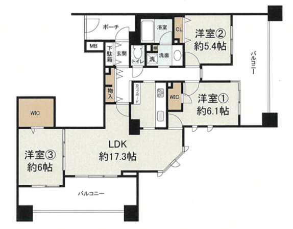 岸和田市港緑町、マンションの間取り画像です