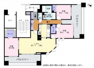 岸和田市港緑町、マンションの間取り画像です