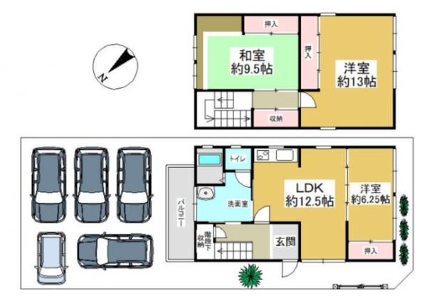泉南郡熊取町五月ケ丘、中古一戸建ての間取り画像です