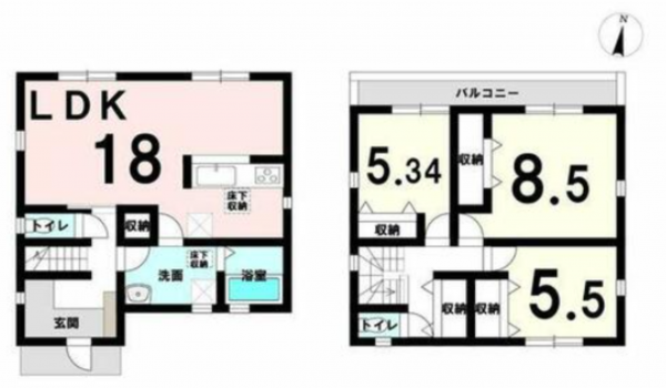 泉南郡熊取町久保、中古一戸建ての間取り画像です