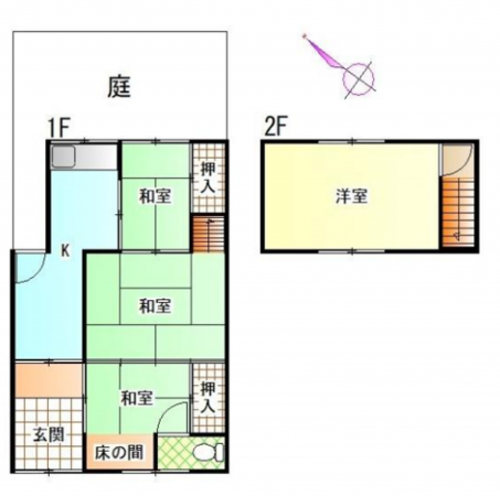 岸和田市春木、中古一戸建ての間取り画像です