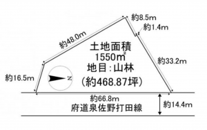 泉南郡熊取町朝代西、土地の間取り画像です