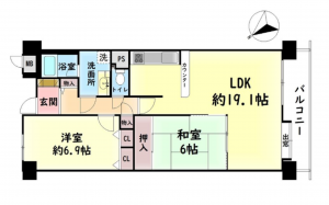 岸和田市上野町東、マンションの間取り画像です