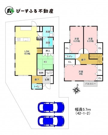 泉佐野市中庄、中古一戸建ての間取り画像です