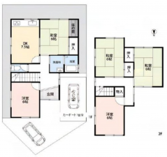 貝塚市名越、中古一戸建ての間取り画像です
