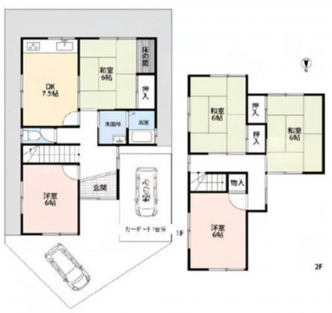 貝塚市名越、中古一戸建ての間取り画像です