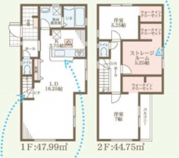 岸和田市並松町、新築一戸建ての間取り画像です