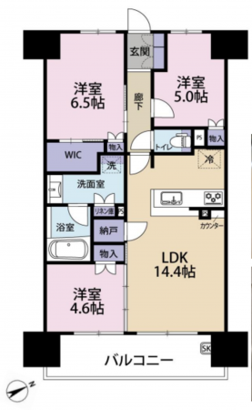 岸和田市土生町、マンションの間取り画像です