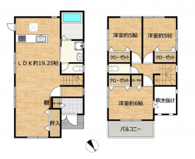 貝塚市東山、中古一戸建ての間取り画像です