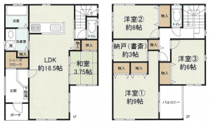 岸和田市畑町、中古一戸建ての間取り画像です