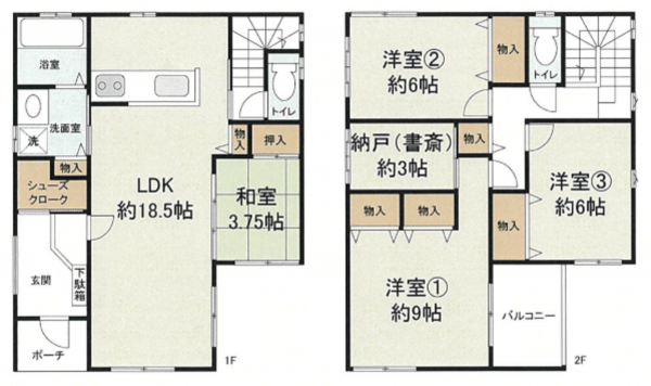 岸和田市畑町、中古一戸建ての間取り画像です