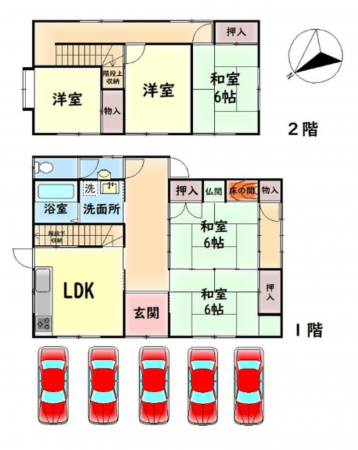 岸和田市春木、中古一戸建ての間取り画像です