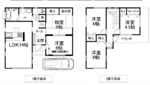 岸和田市下池田町、中古一戸建ての間取り画像です